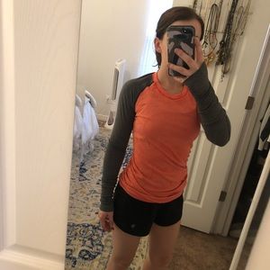 Lululemon Swiftly long sleeve in orange and grey